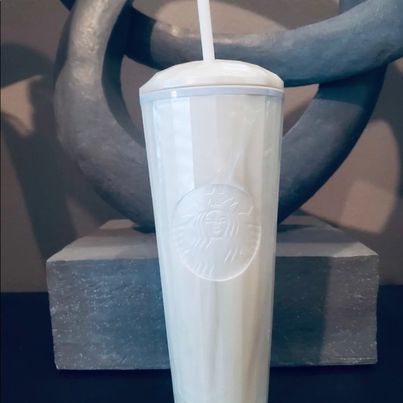 Starbucks Pearl White Marbled Dome Kaleidoscope Tumbler Cold Cup 24oz Venti 2021 - Picture 6 of 15